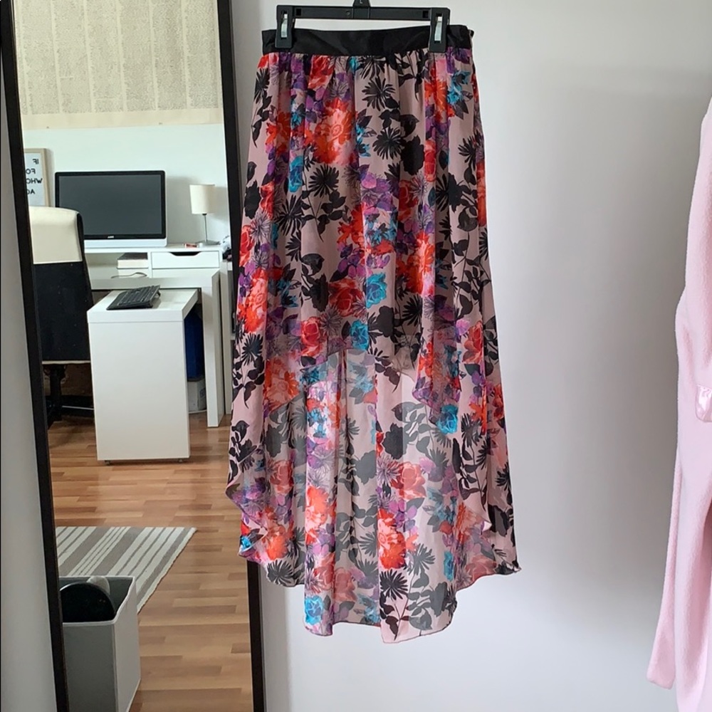Floral high-low skirt